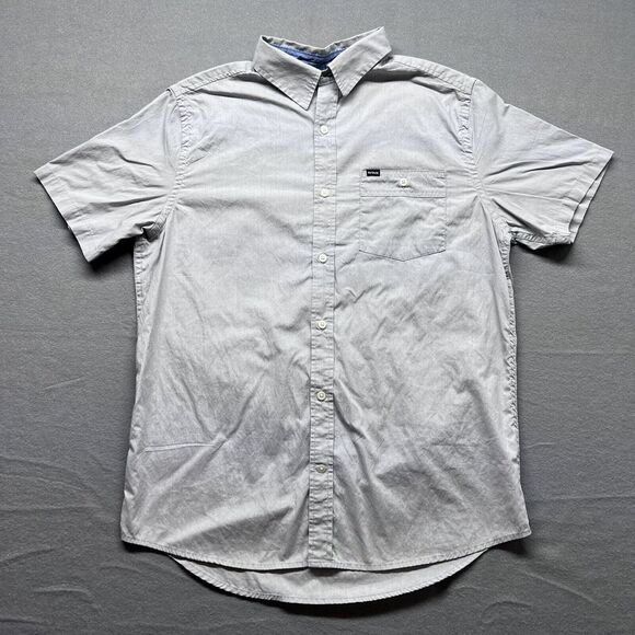 Hurley Shirt Mens Medium Gray‎ Short Sleeve Button Up Grunge Urban Skateboarding - Picture 1 of 10